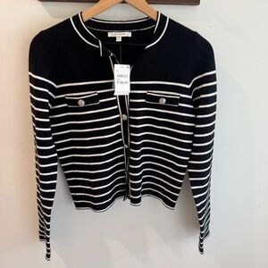 NWT Zoe And Claire Black & White Striped Cardigan Medium